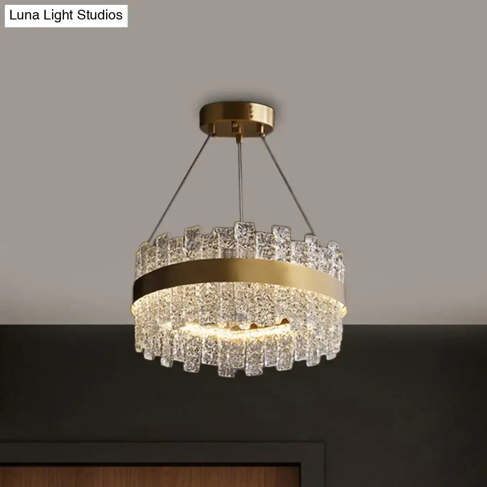 DecorBites™ Modern Crystal Loop Pendant Light with Brass Finish and LED