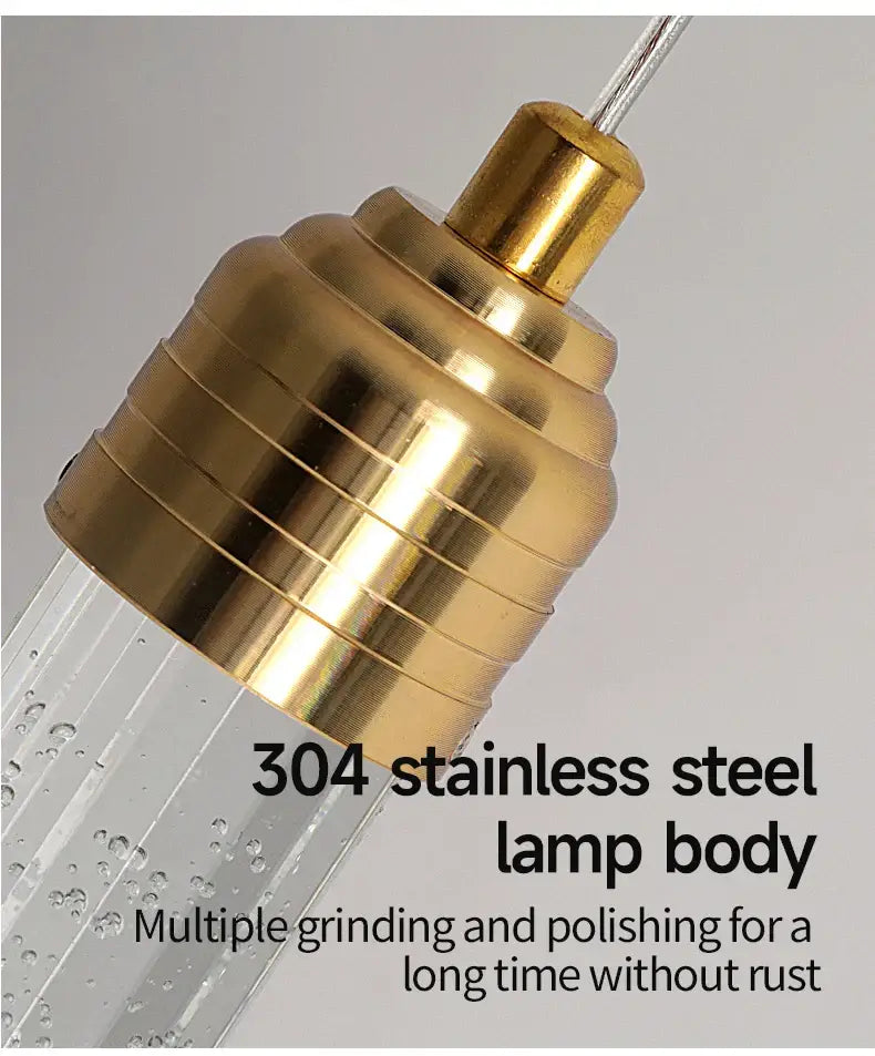 DecorBites™ Modern Crystal Pendant Light with Gold Fixtures - Home Decor