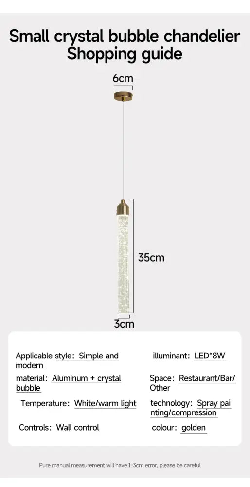 DecorBites™ Modern Crystal Pendant Light with Gold Fixtures - Home Decor