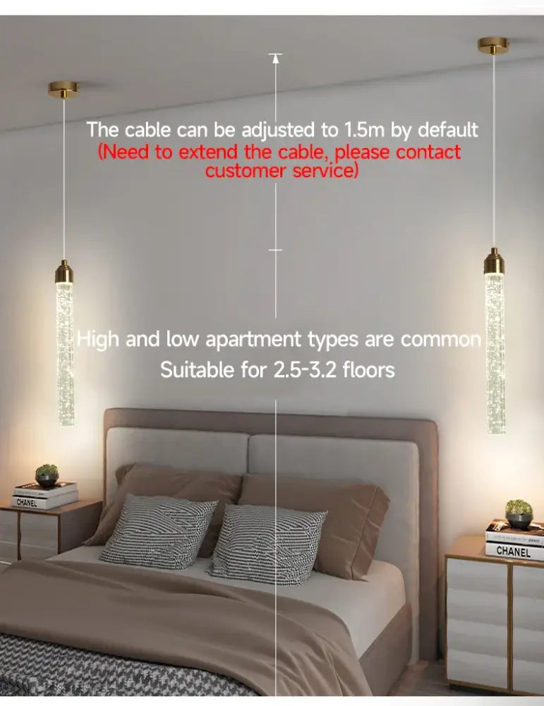 DecorBites™ Modern Crystal Pendant Light with Gold Fixtures - Home Decor