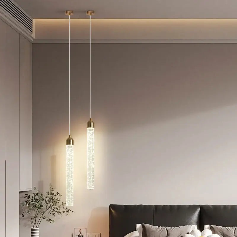 DecorBites™ Modern Crystal Pendant Light with Gold Fixtures - Home Decor