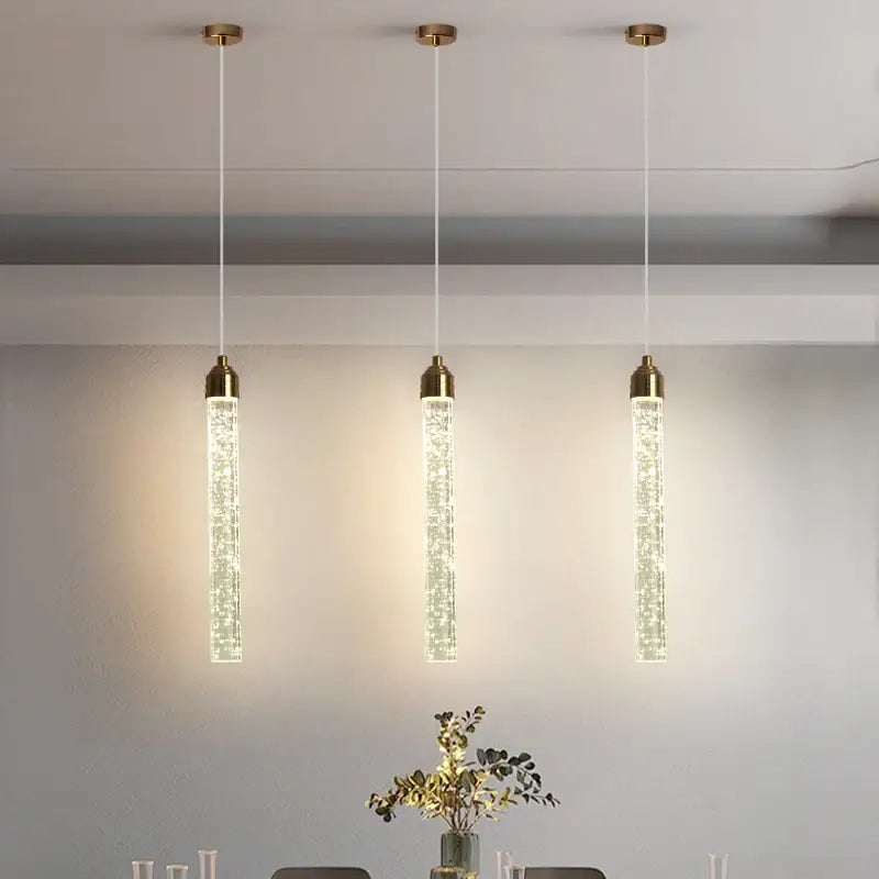 DecorBites™ Modern Crystal Pendant Light with Gold Fixtures - Home Decor