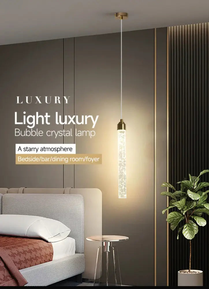 DecorBites™ Modern Crystal Pendant Light with Gold Fixtures - Home Decor