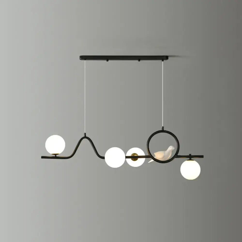 DecorBites™ Modern Curve Island Ceiling Light with Glass Ball Shade for Dining Room