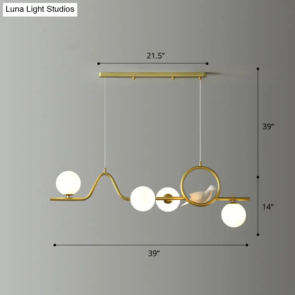 DecorBites™ Modern Curve Island Ceiling Light with Glass Ball Shade for Dining Room
