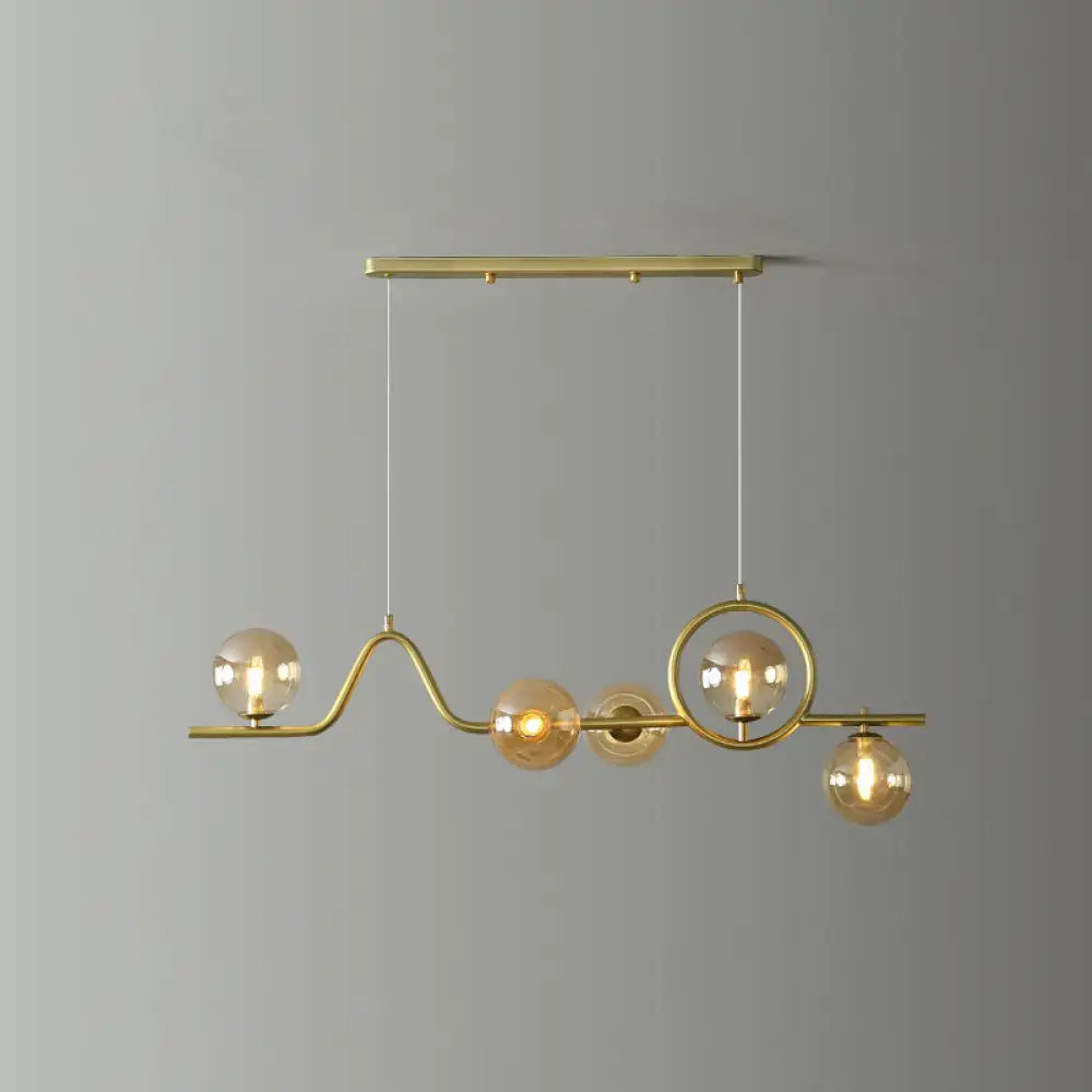 DecorBites™ Modern Curve Island Ceiling Light with Glass Ball Shade for Dining Room