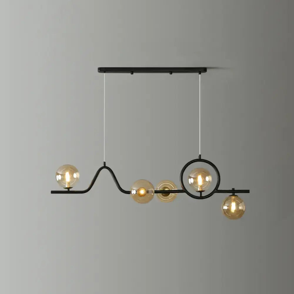 DecorBites™ Modern Curve Island Ceiling Light with Glass Ball Shade for Dining Room