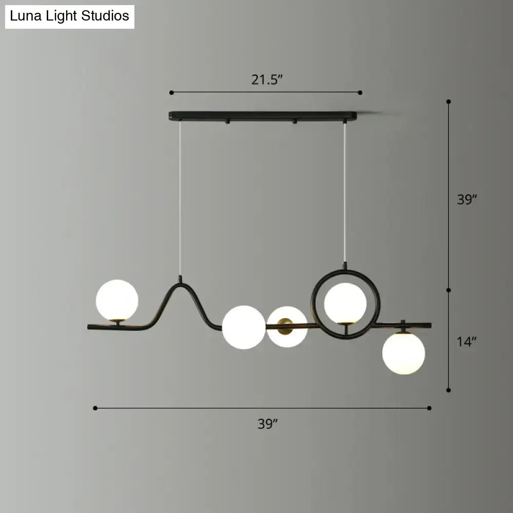 DecorBites™ Modern Curve Island Ceiling Light with Glass Ball Shade for Dining Room