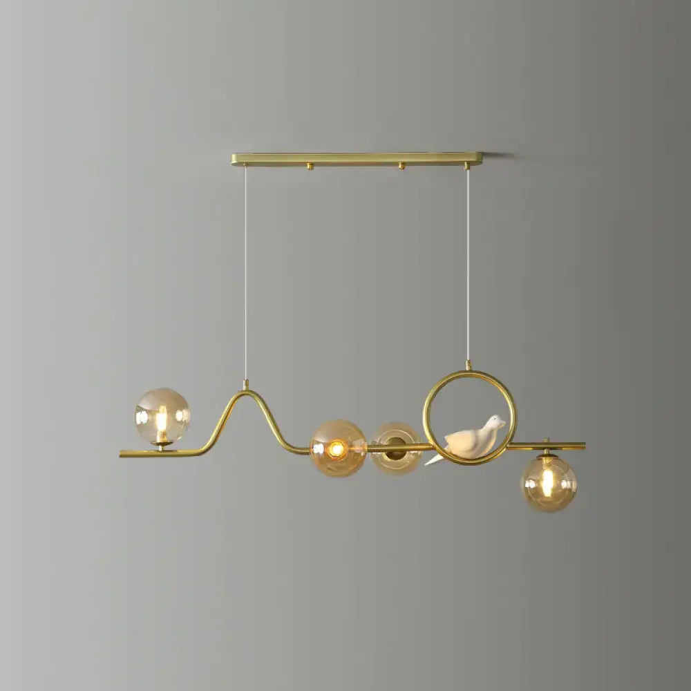 DecorBites™ Modern Curve Island Ceiling Light with Glass Ball Shade for Dining Room