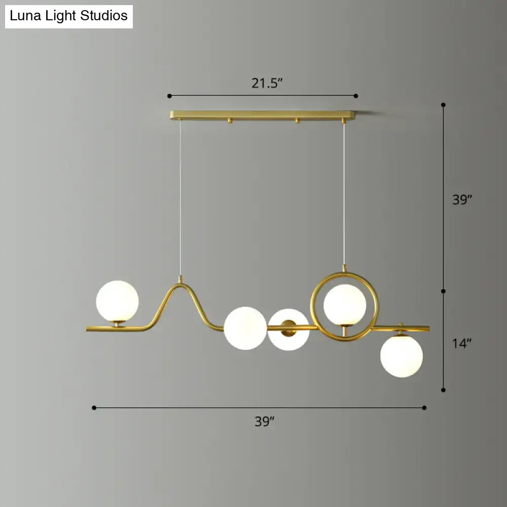 DecorBites™ Modern Curve Island Ceiling Light with Glass Ball Shade for Dining Room