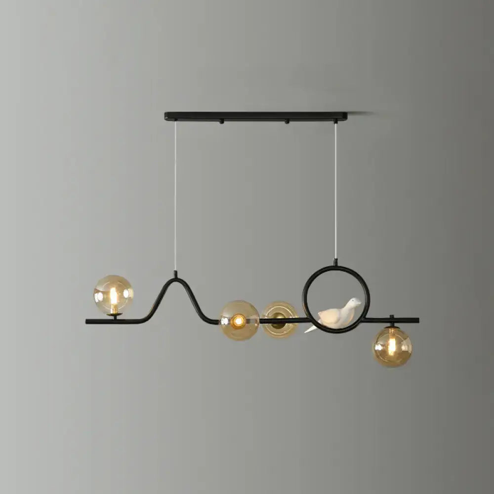 DecorBites™ Modern Curve Island Ceiling Light with Glass Ball Shade for Dining Room
