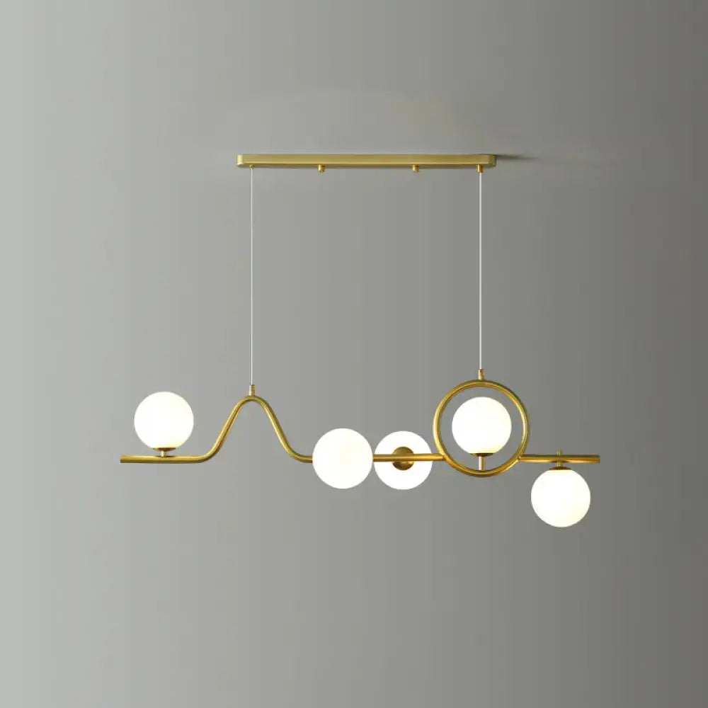 DecorBites™ Modern Curve Island Ceiling Light with Glass Ball Shade for Dining Room