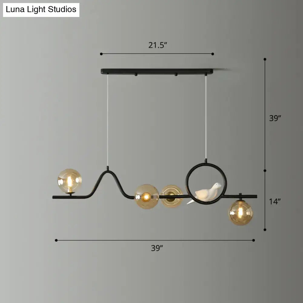 DecorBites™ Modern Curve Island Ceiling Light with Glass Ball Shade for Dining Room