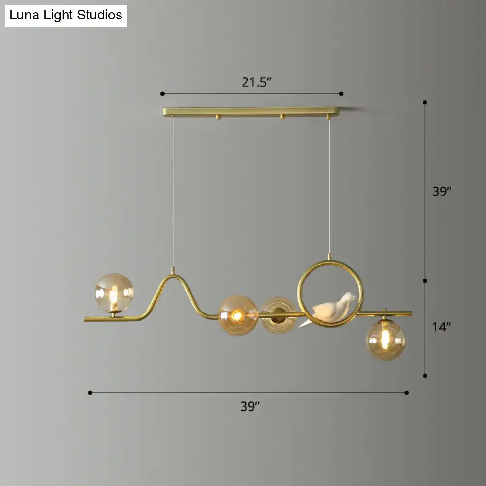 DecorBites™ Modern Curve Island Ceiling Light with Glass Ball Shade for Dining Room