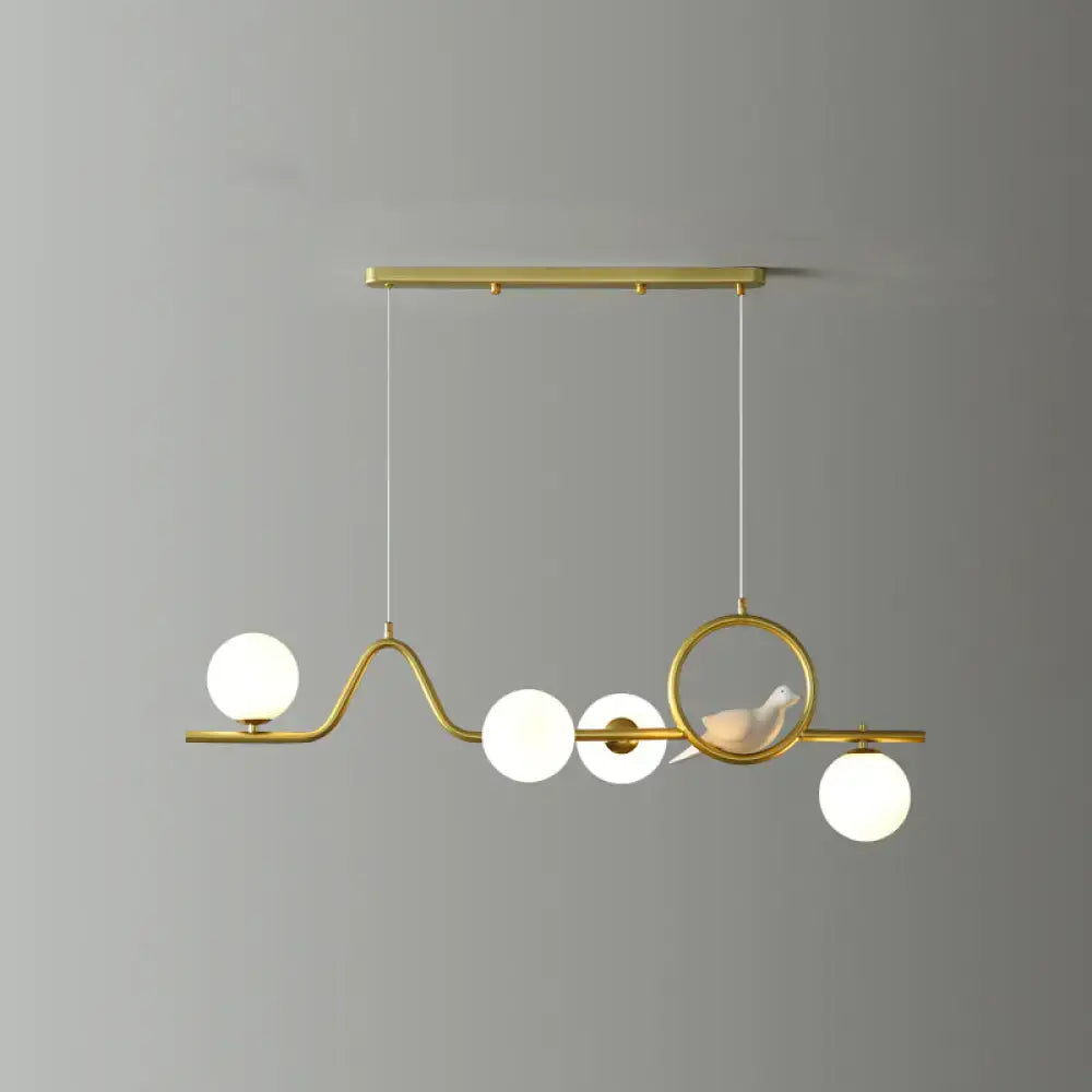 DecorBites™ Modern Curve Island Ceiling Light with Glass Ball Shade for Dining Room