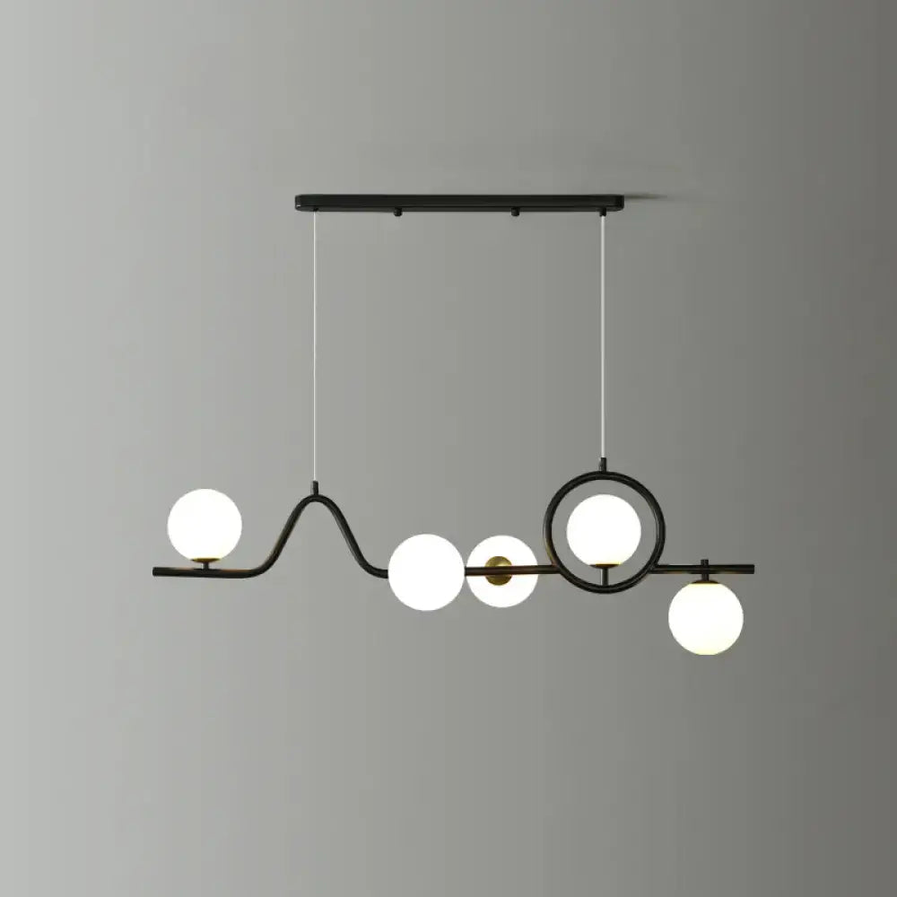 DecorBites™ Modern Curve Island Ceiling Light with Glass Ball Shade for Dining Room