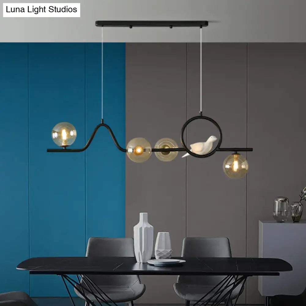 DecorBites™ Modern Curve Island Ceiling Light with Glass Ball Shade for Dining Room