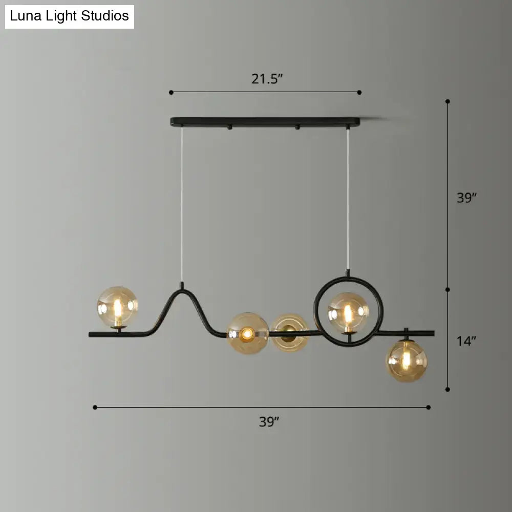 DecorBites™ Modern Curve Island Ceiling Light with Glass Ball Shade for Dining Room