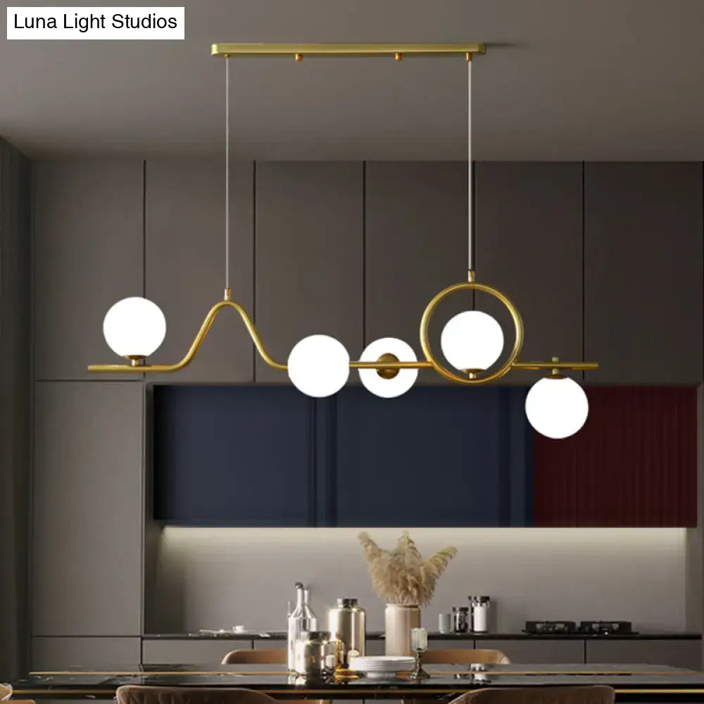 DecorBites™ Modern Curve Island Ceiling Light with Glass Ball Shade for Dining Room
