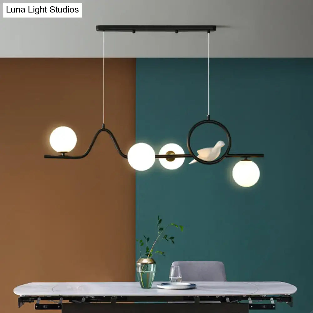 DecorBites™ Modern Curve Island Ceiling Light with Glass Ball Shade for Dining Room