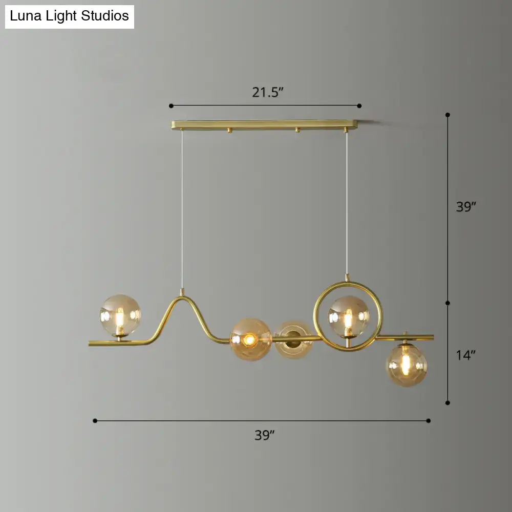 DecorBites™ Modern Curve Island Ceiling Light with Glass Ball Shade for Dining Room