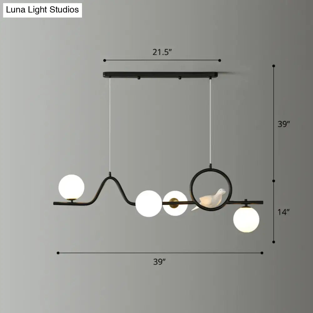 DecorBites™ Modern Curve Island Ceiling Light with Glass Ball Shade for Dining Room