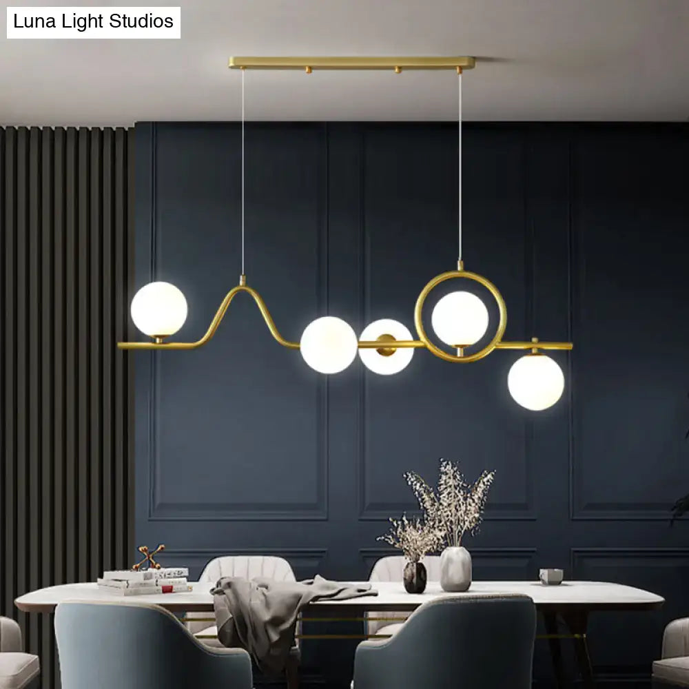 DecorBites™ Modern Curve Island Ceiling Light with Glass Ball Shade for Dining Room