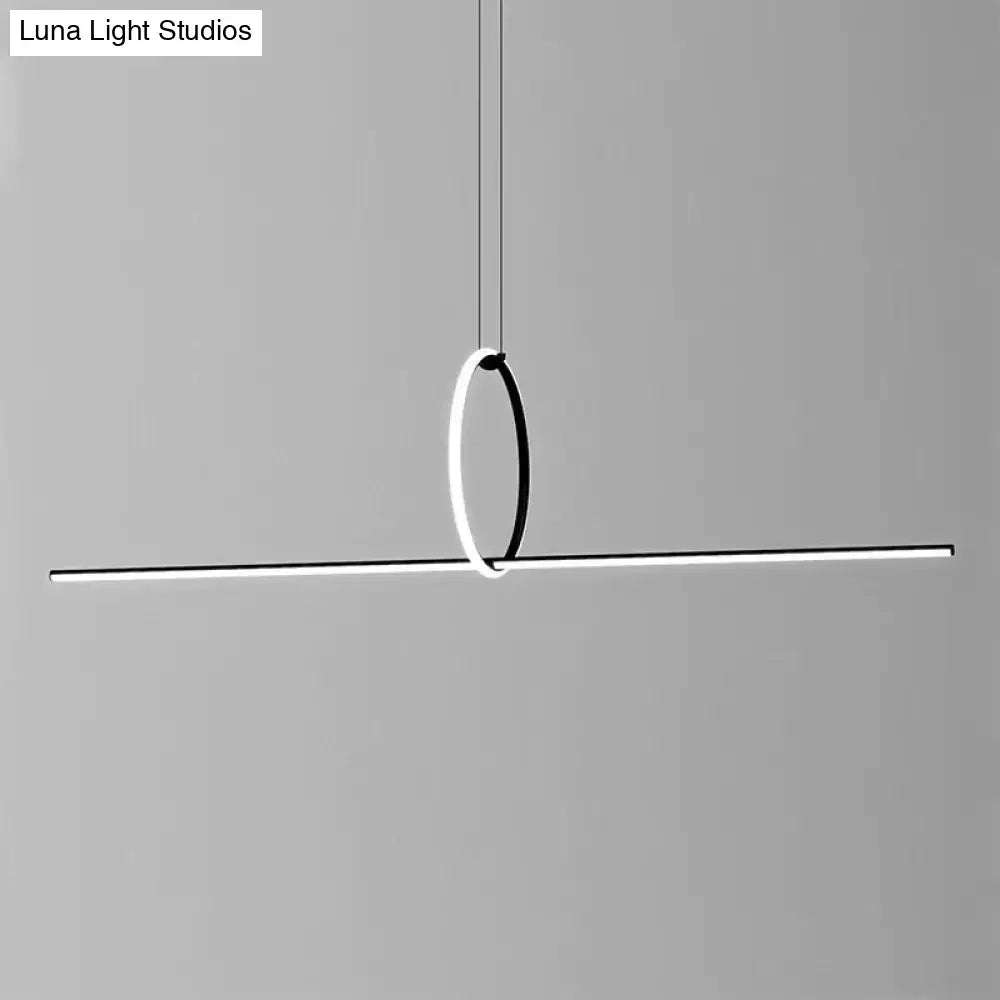DecorBites™ Modern Designer Line Art Pendant Ceiling Light with LED Island Lighting for Dining Room, Black Metallic Finish