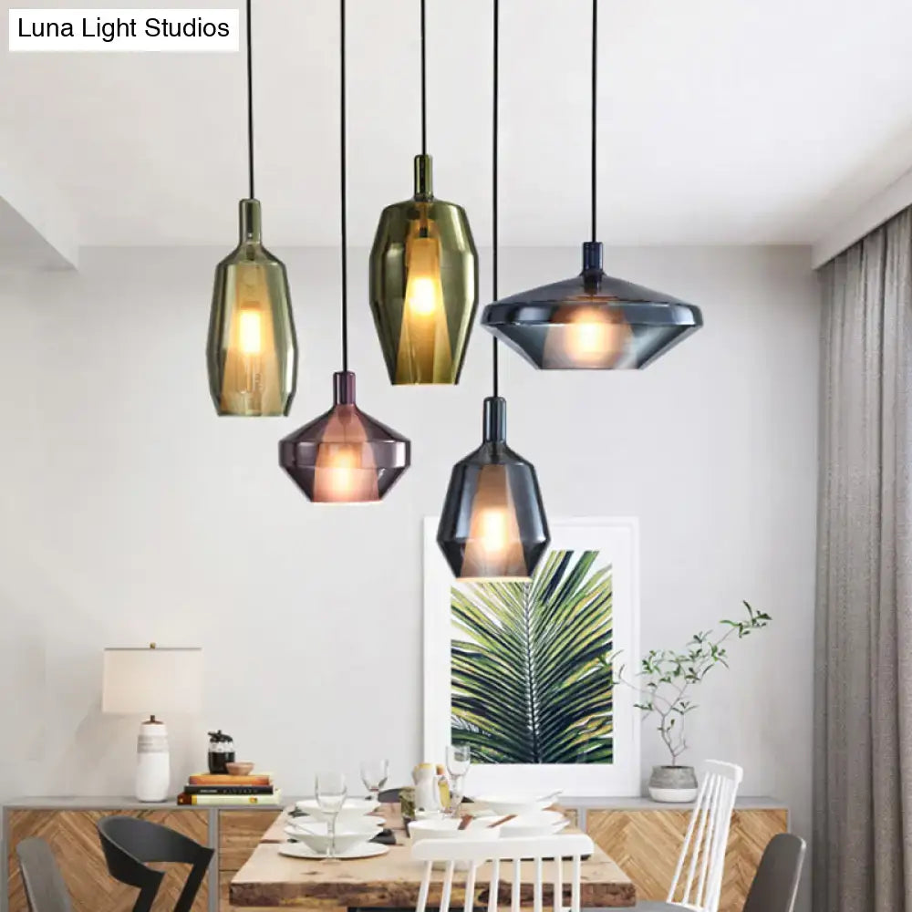 DecorBites™ Modern Dining Room Pendant Light with Geometric Glass Shade