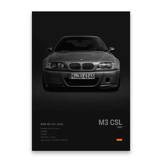 DecorBites™ Modern Famous Cars Canvas Wall Art Home Decor