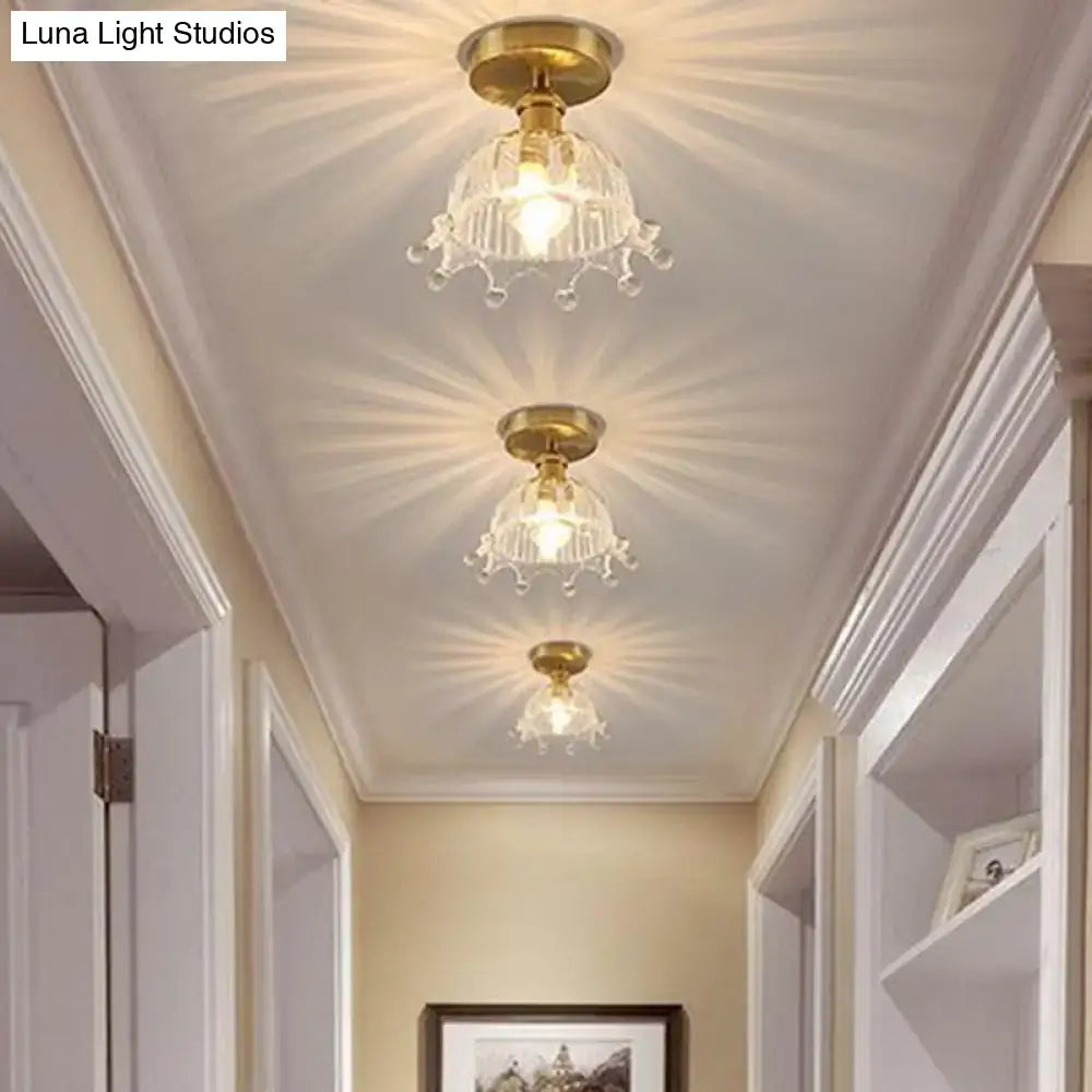 DecorBites™ Modern Floral Glass Ceiling Light - Elegant Single-Bulb Foyer Flush Fixture