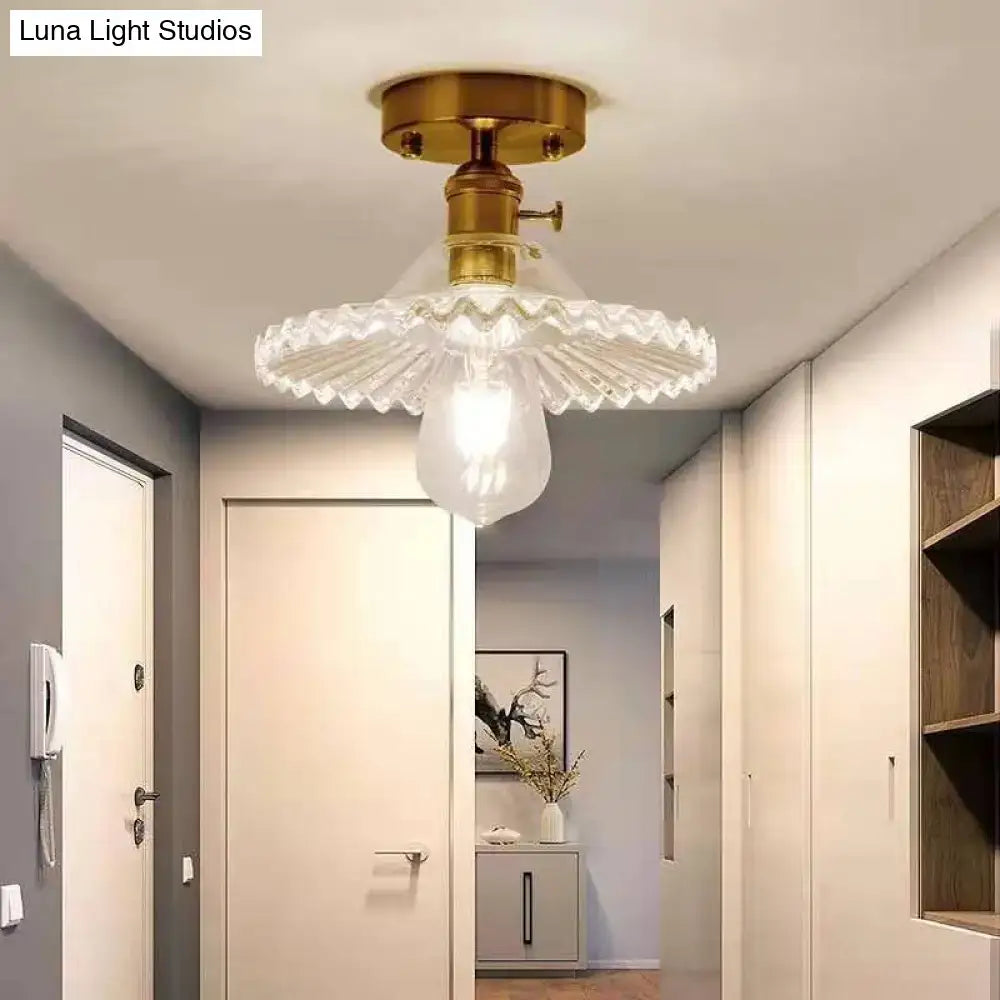 DecorBites™ Modern Floral Glass Ceiling Light - Elegant Single-Bulb Foyer Flush Fixture