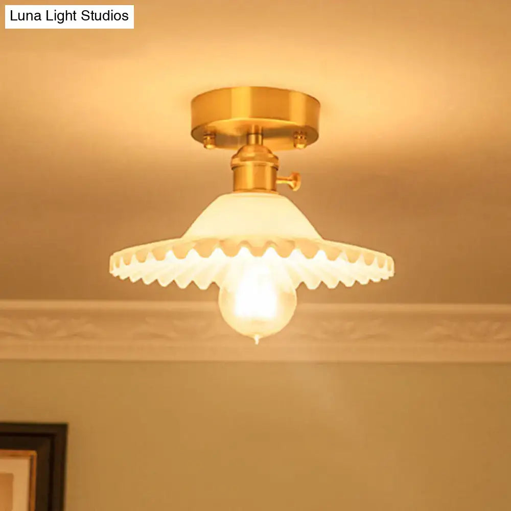 DecorBites™ Modern Floral Glass Ceiling Light - Elegant Single-Bulb Foyer Flush Fixture
