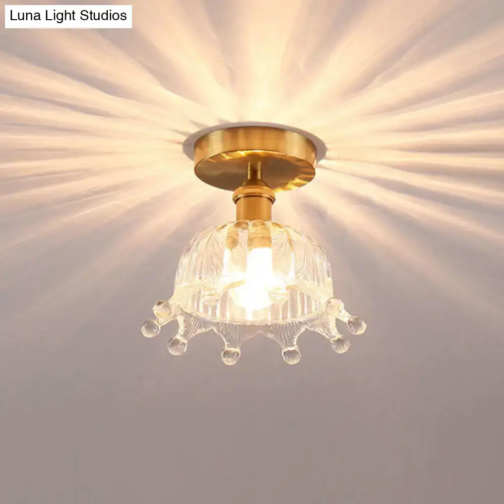 DecorBites™ Modern Floral Glass Ceiling Light - Elegant Single-Bulb Foyer Flush Fixture