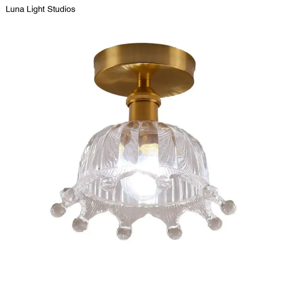 DecorBites™ Modern Floral Glass Ceiling Light - Elegant Single-Bulb Foyer Flush Fixture