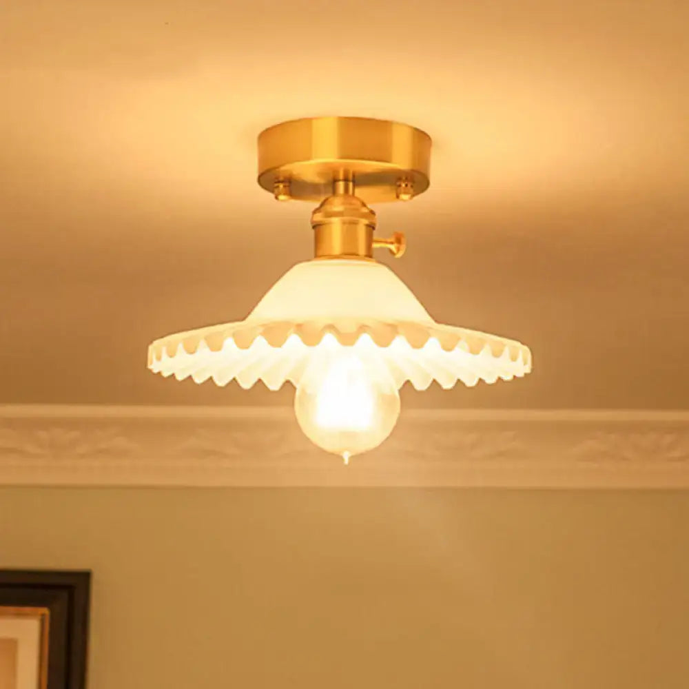 DecorBites™ Modern Floral Glass Ceiling Light - Elegant Single-Bulb Foyer Flush Fixture