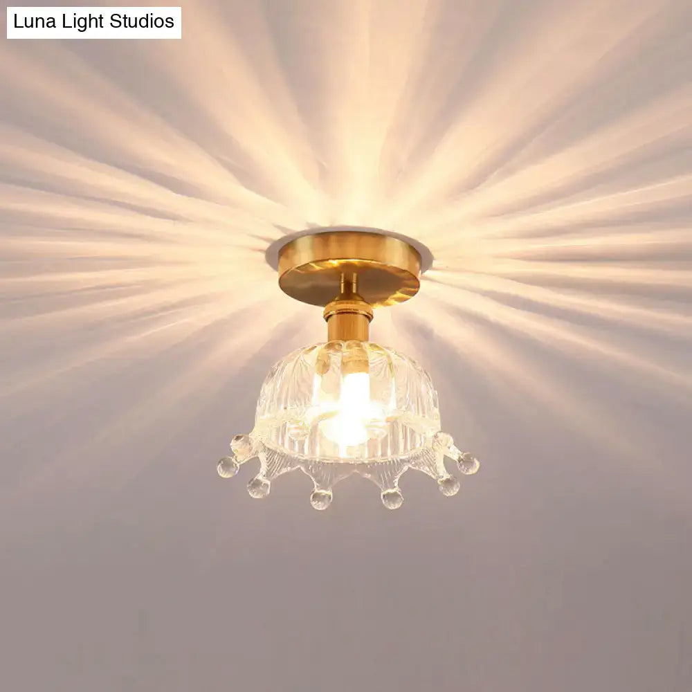 DecorBites™ Modern Floral Glass Ceiling Light - Elegant Single-Bulb Foyer Flush Fixture