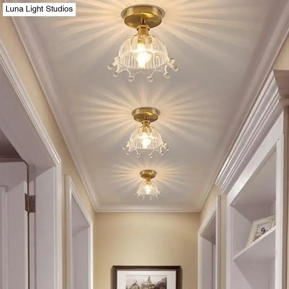 DecorBites™ Modern Floral Glass Ceiling Light - Elegant Single-Bulb Foyer Flush Fixture