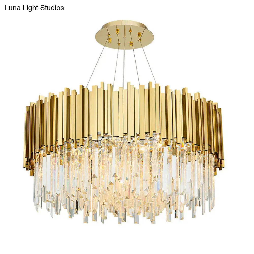 DecorBites™ Modern Geometric Crystal Prism Chandelier with 12 Gold Heads for Living Room Island