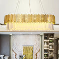 DecorBites™ Modern Geometric Crystal Prism Chandelier with 12 Gold Heads for Living Room Island