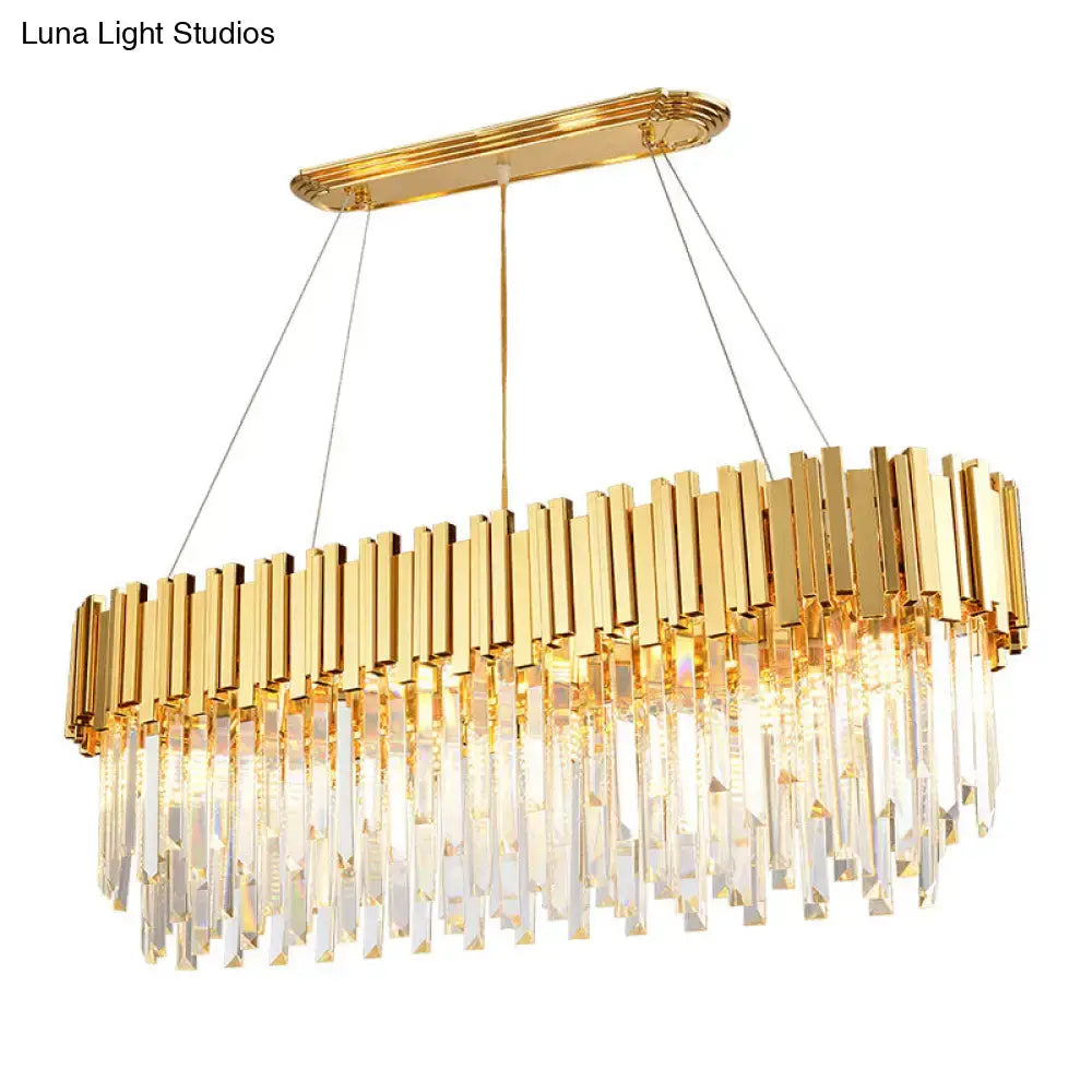 DecorBites™ Modern Geometric Crystal Prism Chandelier with 12 Gold Heads for Living Room Island
