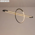 DecorBites modern geometric island pendant light fixture with gold and black metal rings for dining room light fixture with remote control