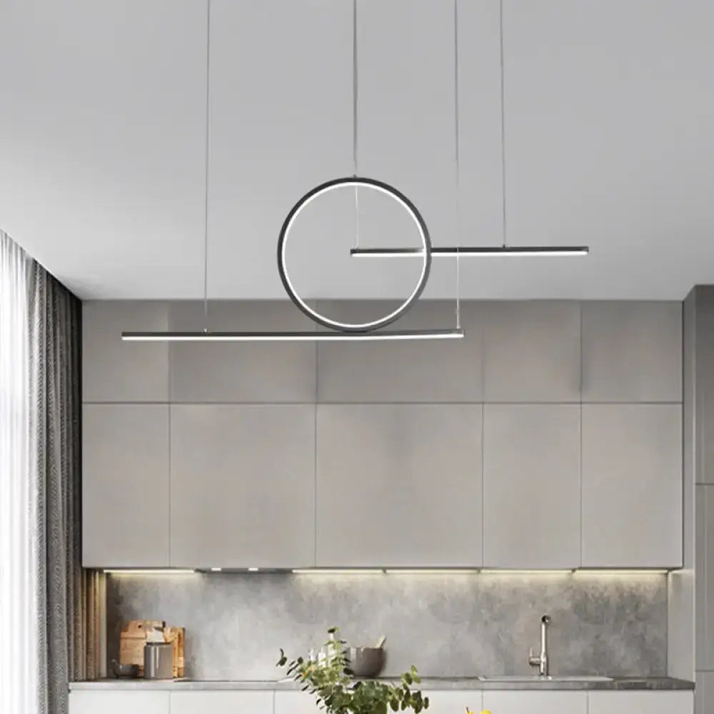 DecorBites™ Modern Geometric LED Pendant Light in Black/Gold, Warm/White Illumination - Ideal for Kitchen, Landscape, and Island Lighting