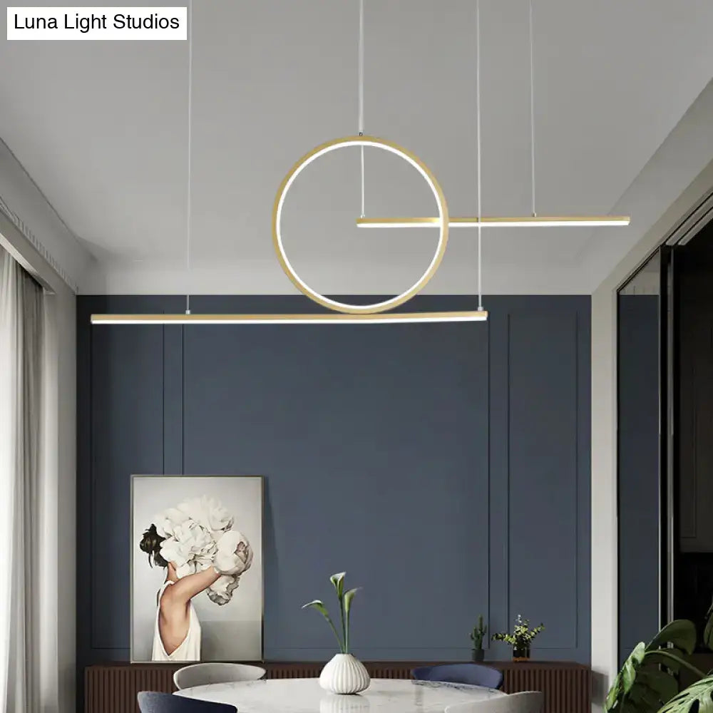 DecorBites™ Modern Geometric LED Pendant Light in Black/Gold, Warm/White Illumination - Ideal for Kitchen, Landscape, and Island Lighting