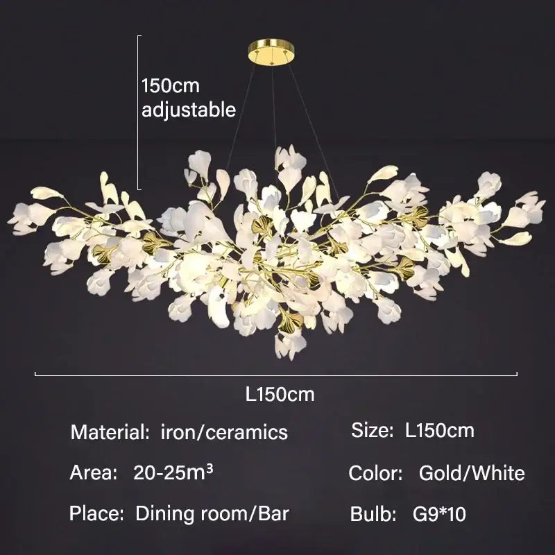 DecorBites™ Modern Ginkgo Leaf LED Chandelier Dining Room Lighting