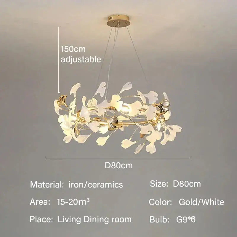 DecorBites™ Modern Ginkgo Leaf LED Chandelier Dining Room Lighting