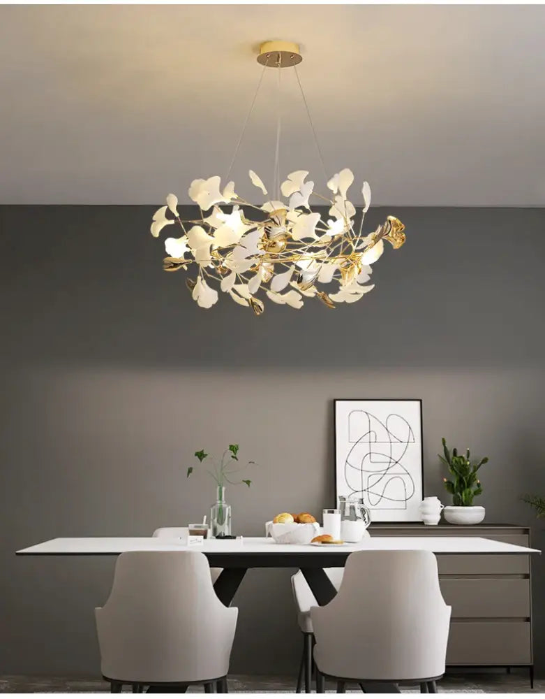 DecorBites™ Modern Ginkgo Leaf LED Chandelier Dining Room Lighting