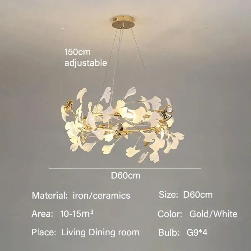 DecorBites™ Modern Ginkgo Leaf LED Chandelier Dining Room Lighting