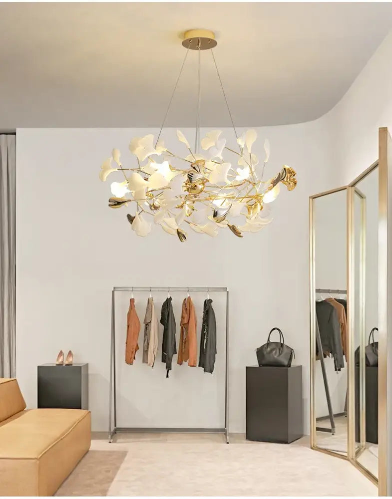 DecorBites™ Modern Ginkgo Leaf LED Chandelier Dining Room Lighting