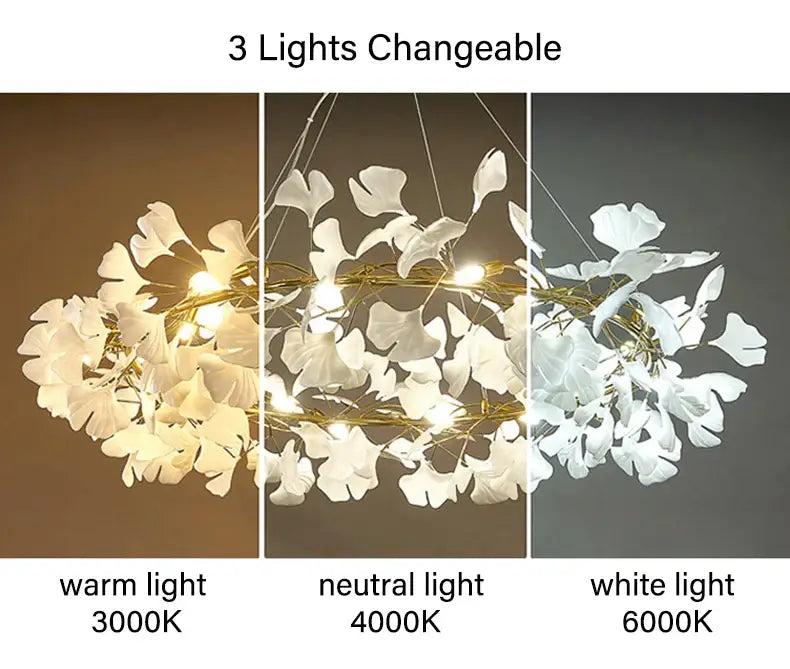 DecorBites™ Modern Ginkgo Leaf LED Chandelier Dining Room Lighting